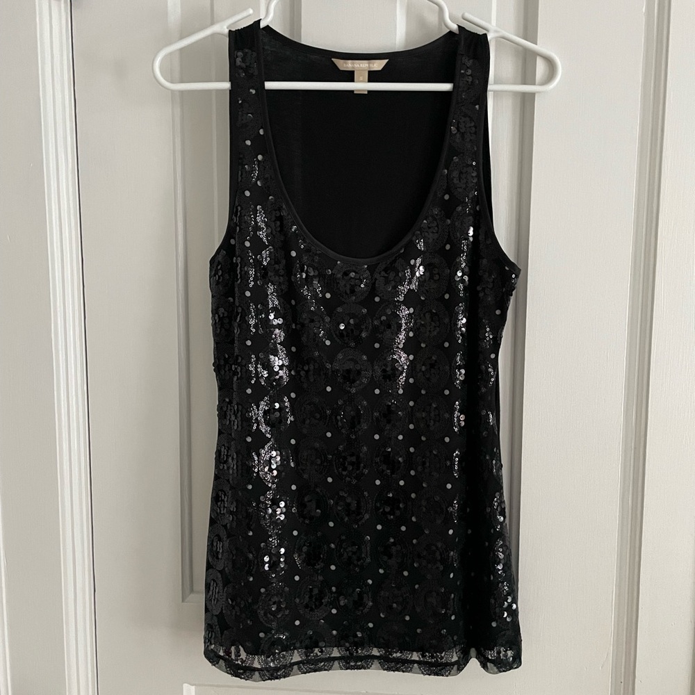 Black Sequined Tank Top